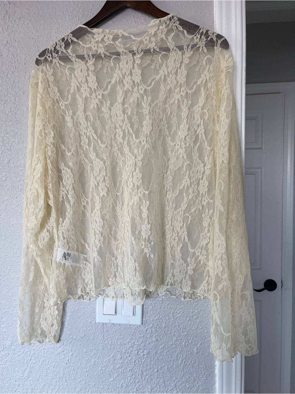 SHEIN Curve Ivory Sheer Lace Mesh Long Sleeve Top 4XL Romantic - Picture 2 of 9